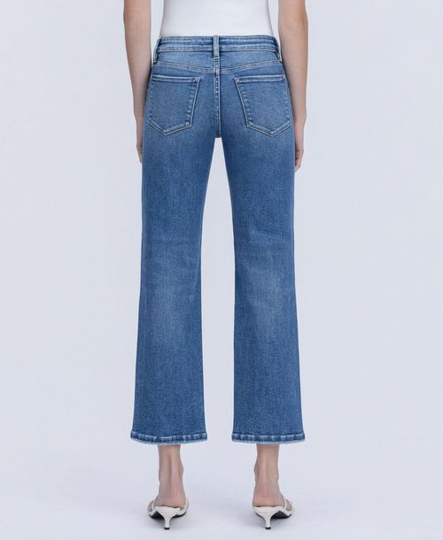 Vervet Women's Mid Rise Ankle Straight Jeans - Aventurine blue