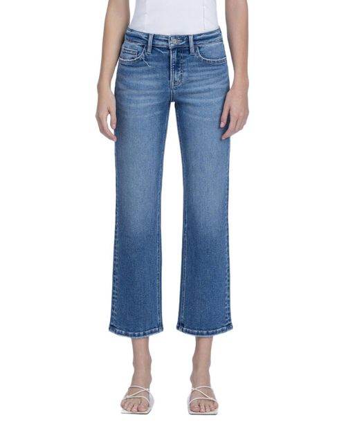 Vervet Women's Mid Rise Ankle Straight Jeans - Aventurine blue