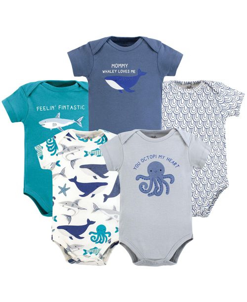 Touched by Nature Baby Boys Natural Cotton One-Pieces - Mystic sea