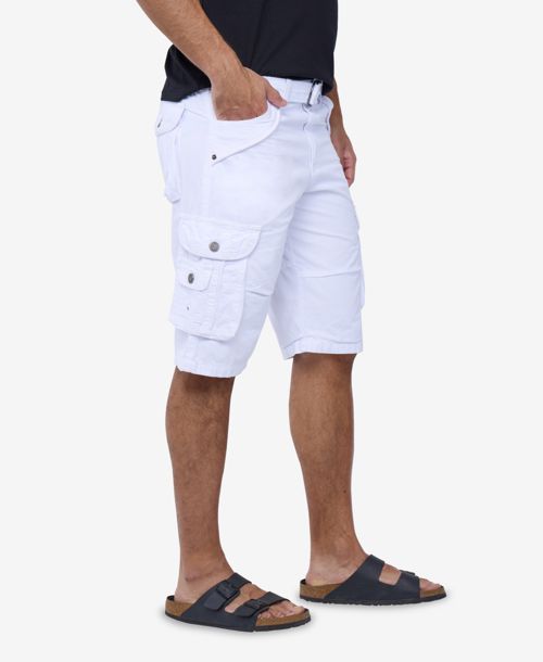 X-Ray Men's Belted Double Pocket Cargo Shorts - White