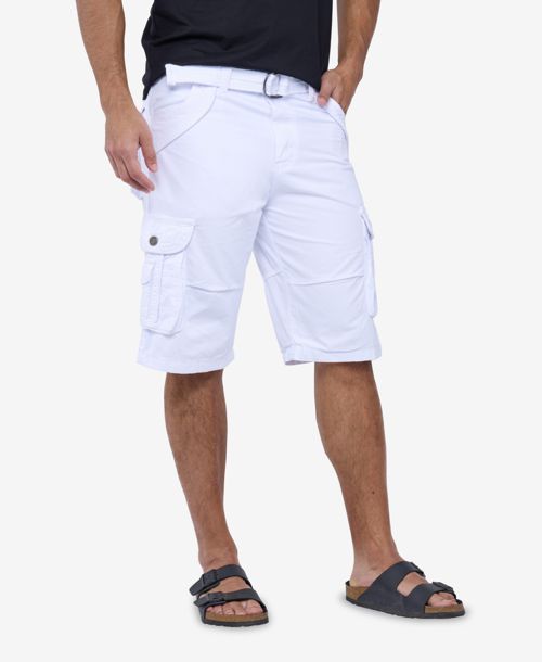 X-Ray Men's Belted Double Pocket Cargo Shorts - White