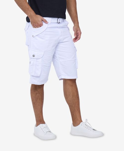 X-Ray Men's Belted Double Pocket Cargo Shorts - White