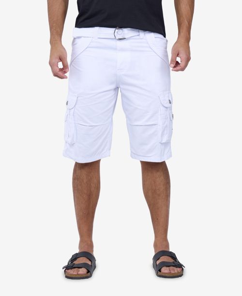 X-Ray Men's Belted Double Pocket Cargo Shorts - White