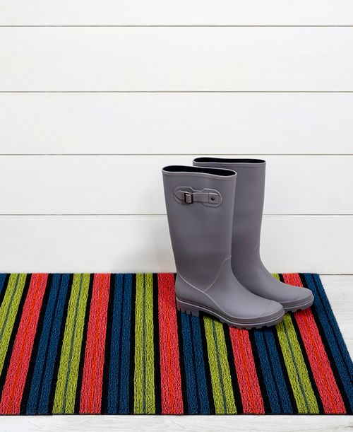 Chilewich Ribbon Stripe Shag Utility Mat 24" x 36" - Limelight