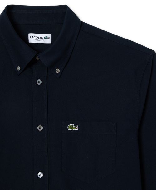 Lacoste Men's Woven Long Sleeve Button-Down Oxford Shirt - Navy