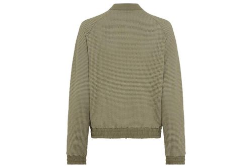 Olsen Women's Mixed Media Zip Front Bomber Jacket - Olive