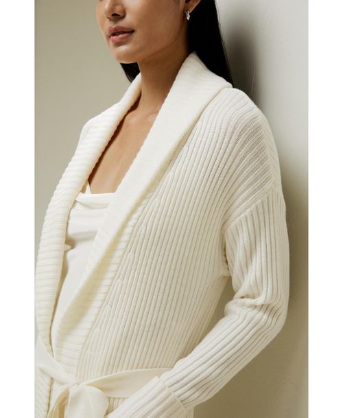 Lilysilk Women's Merino Wool Shawl Collar Cardigan - White