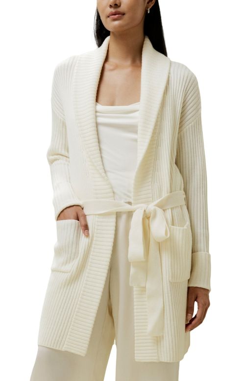 Lilysilk Women's Merino Wool Shawl Collar Cardigan - White