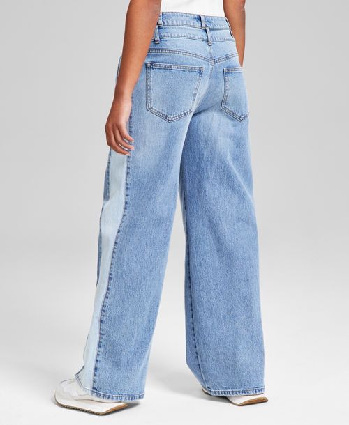 And Now This Women's Contrast-Denim Wide-Leg Jeans, Macy's Exclusive - Two-Tone Wash
