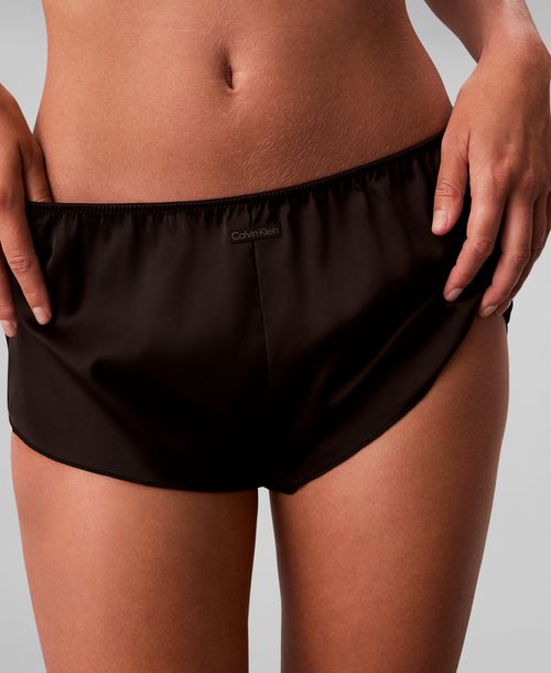 Calvin Klein Women's Full Coverage Mid-Rise Tap Shorts - Black Satin
