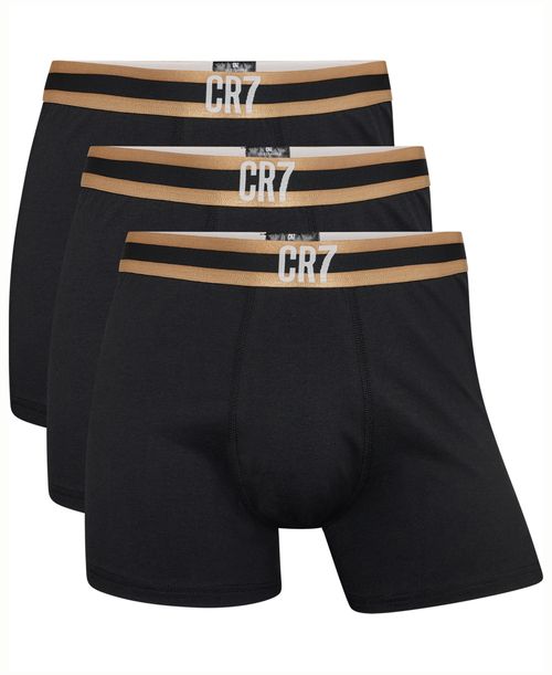 CR7 Men's Cotton Blend Trunks, Pack of 3 - Black, Gold, White