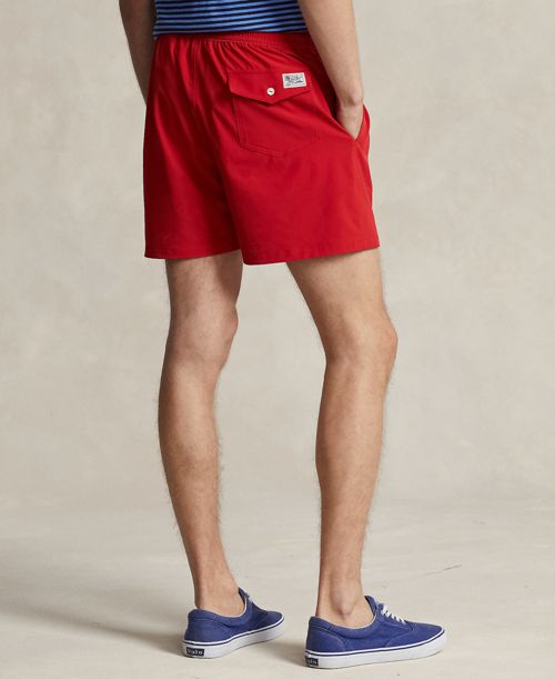 Polo Ralph Lauren Men's 5-3/4-Inch Traveler Classic Swim Trunks - Red