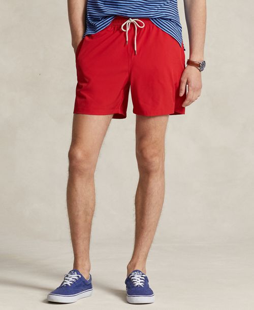 Polo Ralph Lauren Men's 5-3/4-Inch Traveler Classic Swim Trunks - Red