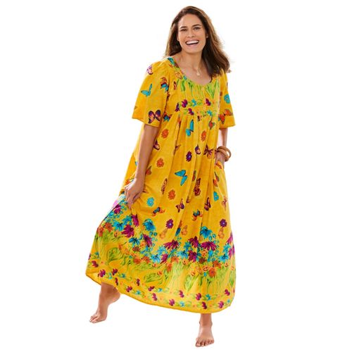 Only Neccessities Women's Bib Front Lounger - Yellow butterfly