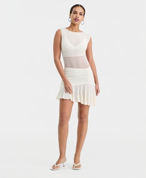 Bar Iii Women's Asymmetric Mesh Mini Dress, Macy's Exclusive - Eggnog