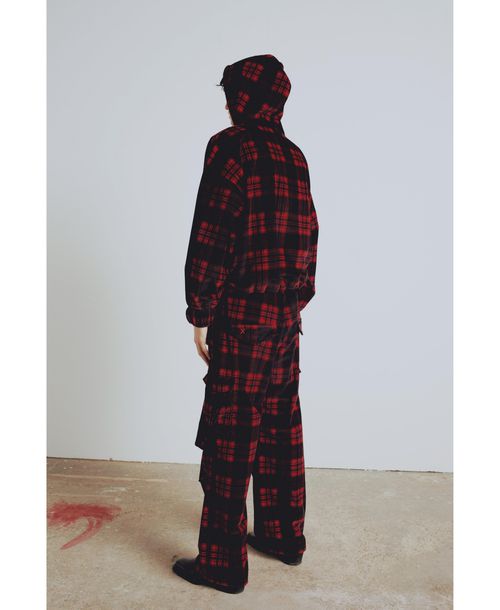 Pcfg Women's Cotton Plaid Cargo Pants - Red