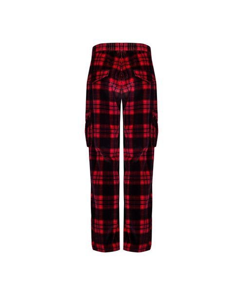 Pcfg Women's Cotton Plaid Cargo Pants - Red