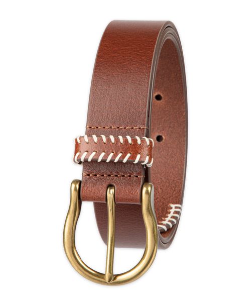 Levi's Women's Western Genuine Leather Contrast Stitch Belt - Light Brown
