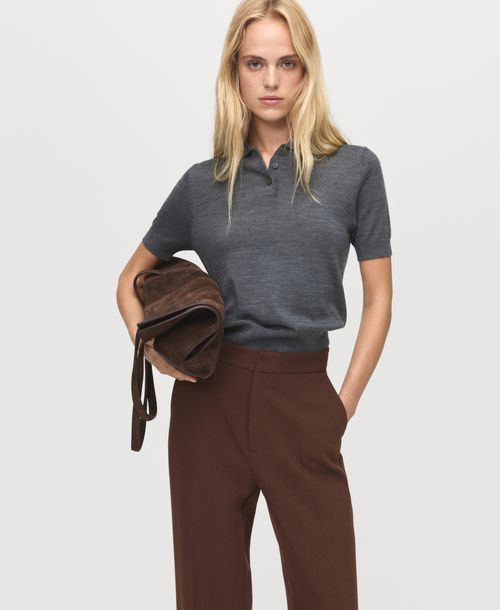Mango Women's High-Waist Straight Pants - Chocolate