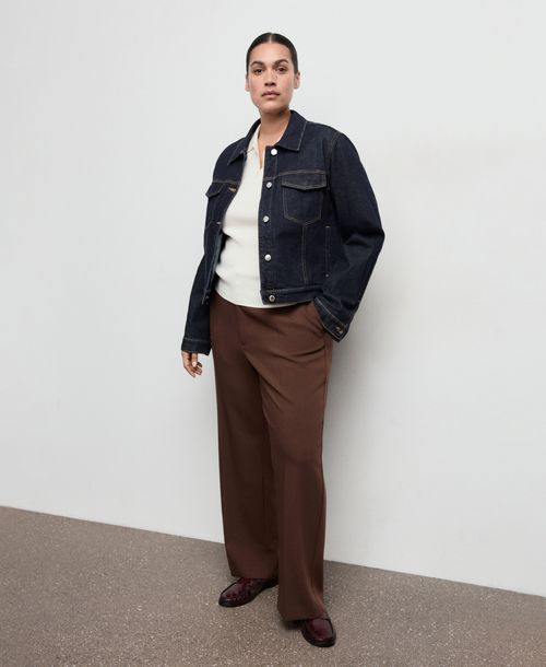 Mango Women's High-Waist Straight Pants - Chocolate