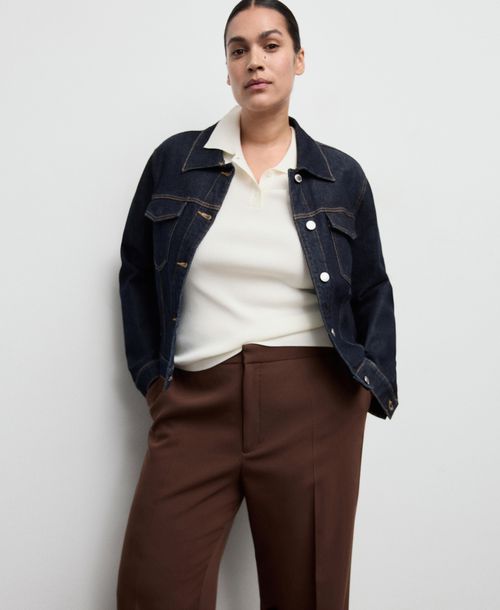 Mango Women's High-Waist Straight Pants - Chocolate