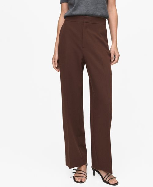 Mango Women's High-Waist Straight Pants - Chocolate