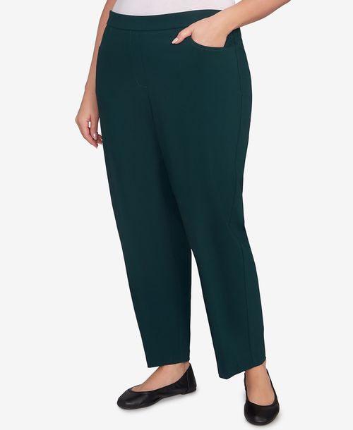 Alfred Dunner Plus Size Classic Allure Fitted Stretch Short Length Pants - Emerald