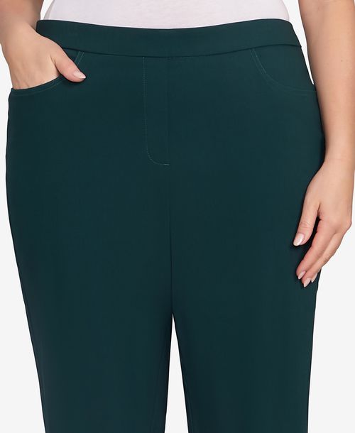Alfred Dunner Plus Size Classic Allure Fitted Stretch Short Length Pants - Emerald