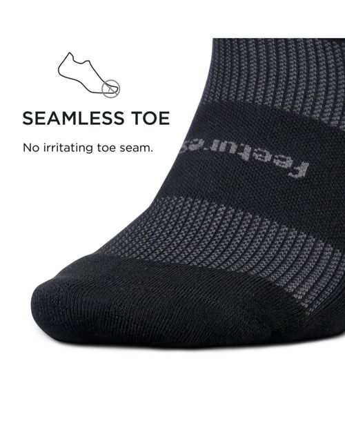 Feetures Men's High-Performance Cushion No Show Tab Solid- For Men & Women, Athletic Ankle Socks, Moisture Wicking - 3Pack - Black