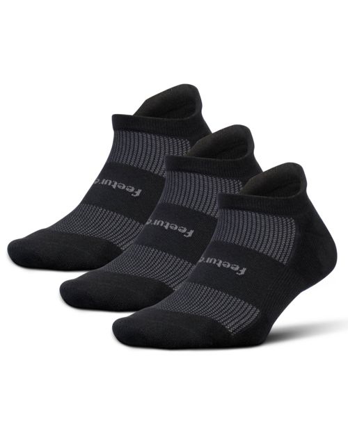 Feetures Men's High-Performance Cushion No Show Tab Solid- For Men & Women, Athletic Ankle Socks, Moisture Wicking - 3Pack - Black