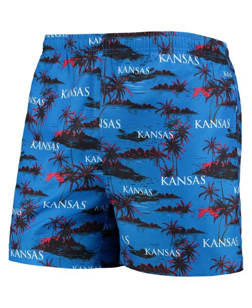 Men's Foco Royal Kansas Jayhawks Island Palm Swim Trunks - Royal