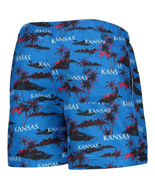 Men's Foco Royal Kansas Jayhawks Island Palm Swim Trunks - Royal