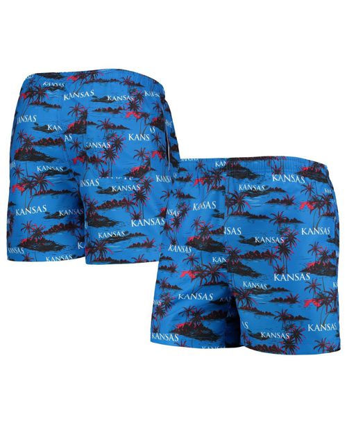 Men's Foco Royal Kansas Jayhawks Island Palm Swim Trunks - Royal