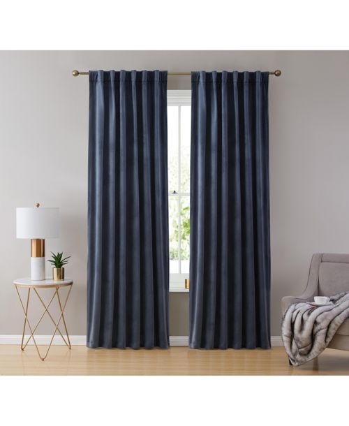 Hlc.me Lopez Velvet Premium Soft Light Filtering Back Tab Rod Pocket Window Treatment Curtain Drapery Panels for Bedroom & Living Room - Set of 2 Pane