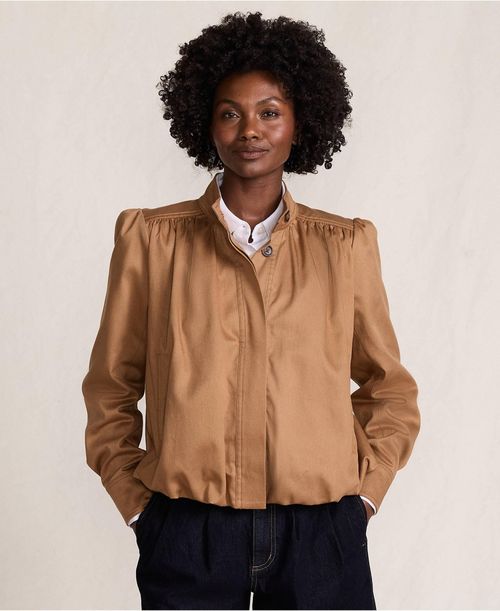 Lands' End Women's Drapey Twill Bubble Hem Jacket - Canyon camel