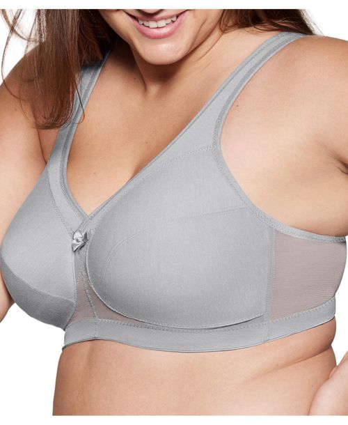 Glamorise Women's Full Figure Plus Size MagicLift Active Support Bra Wirefree #1005 - Gray