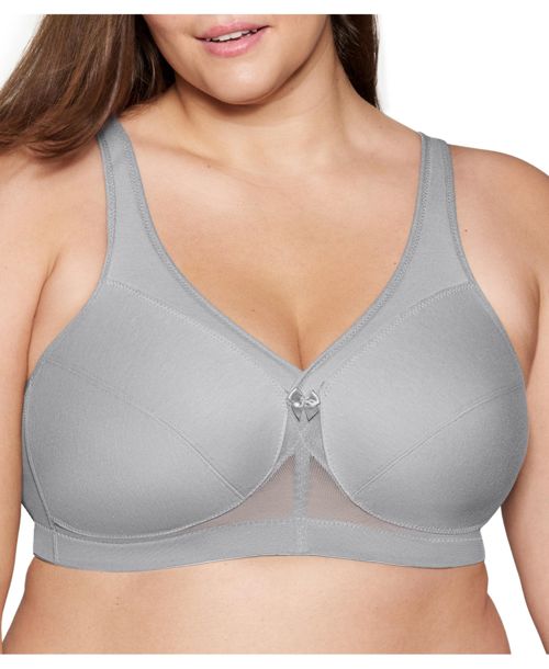 Glamorise Women's Full Figure Plus Size MagicLift Active Support Bra Wirefree #1005 - Gray