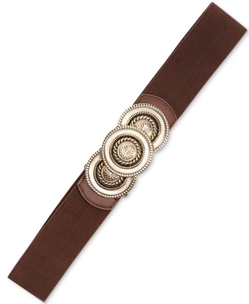 I.n.c. International Concepts Round-Buckle Stretch Belt, Created for Macy's - Brown