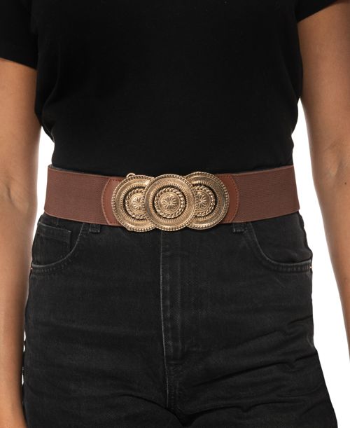 I.n.c. International Concepts Round-Buckle Stretch Belt, Created for Macy's - Brown