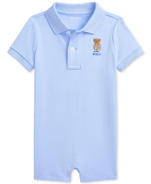 Polo Ralph Lauren Baby Boys Polo Bear Soft Cotton Polo Shortall - Blue