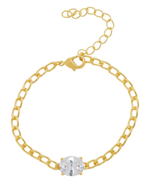 Macy's Cubic Zirconia Oval Chain Link Bracelet in 14K Gold Plated - Gold