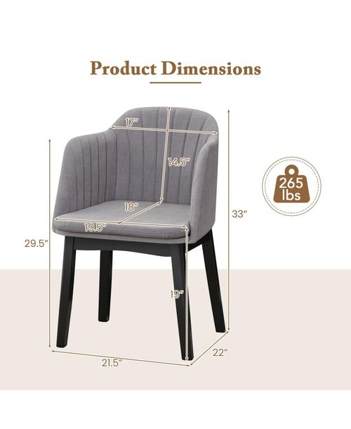 Slickblue Velvet Upholstered Dining Chair Set of 2 with Curved Backrest - Black, Grey