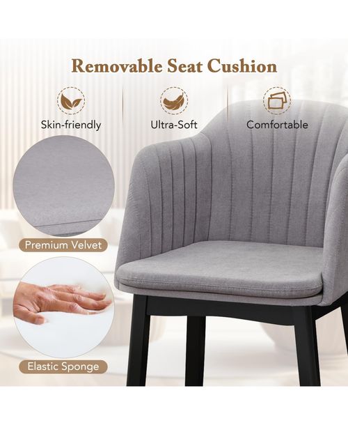 Slickblue Velvet Upholstered Dining Chair Set of 2 with Curved Backrest - Black, Grey