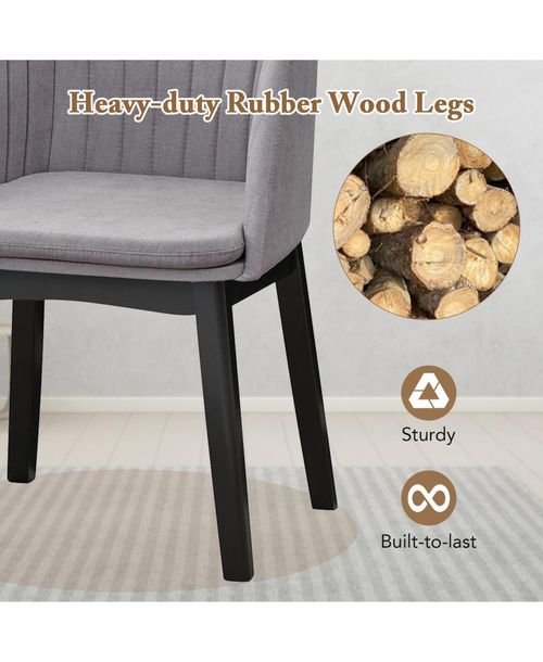 Slickblue Velvet Upholstered Dining Chair Set of 2 with Curved Backrest - Black, Grey