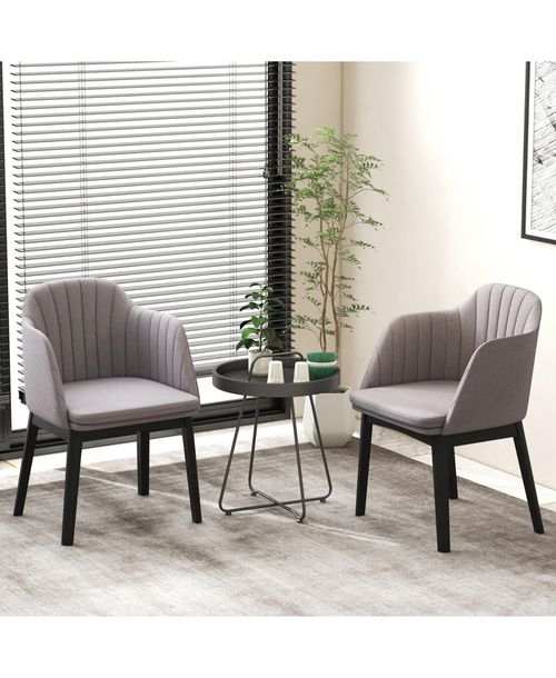 Slickblue Velvet Upholstered Dining Chair Set of 2 with Curved Backrest - Black, Grey