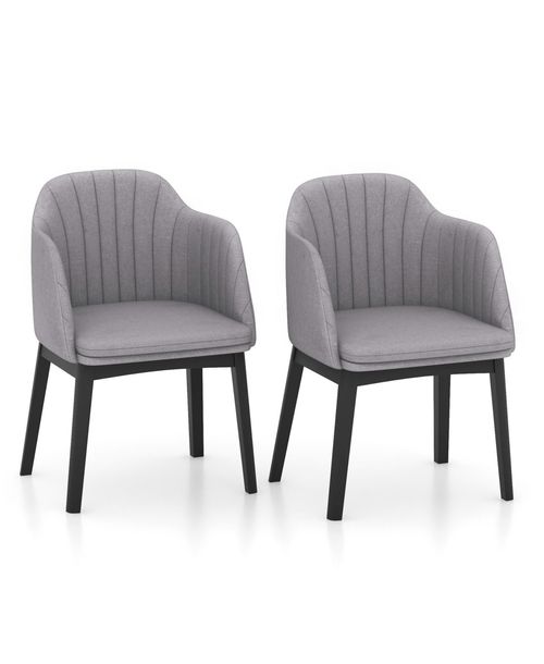 Slickblue Velvet Upholstered Dining Chair Set of 2 with Curved Backrest - Black, Grey
