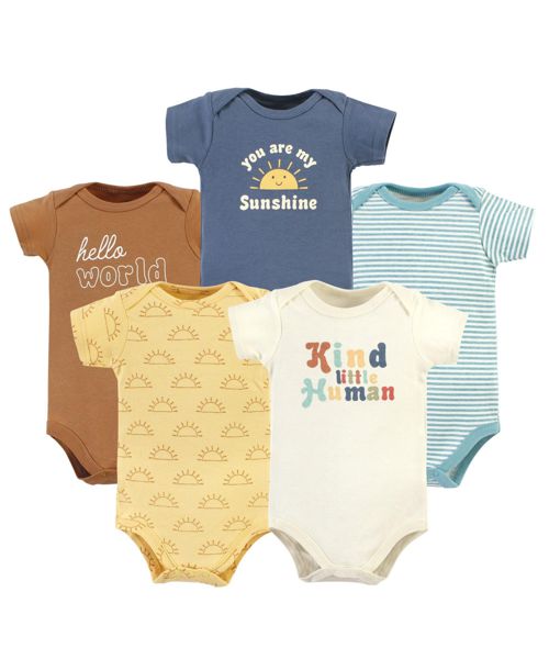 Hudson Baby Baby Unisex Five-Piece Set of Cotton Infant All-in-One Bodysuits - Kind human 5 pack