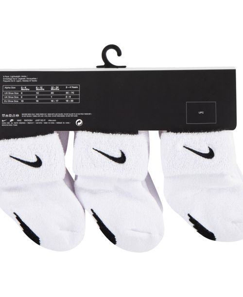 Nike Baby Boys or Baby Girls Multi Logo Socks, Pack of 6 - White