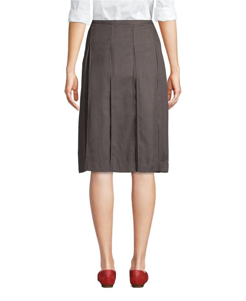 Lands' End Women's Box Pleat Skirt Below the Knee - Gray