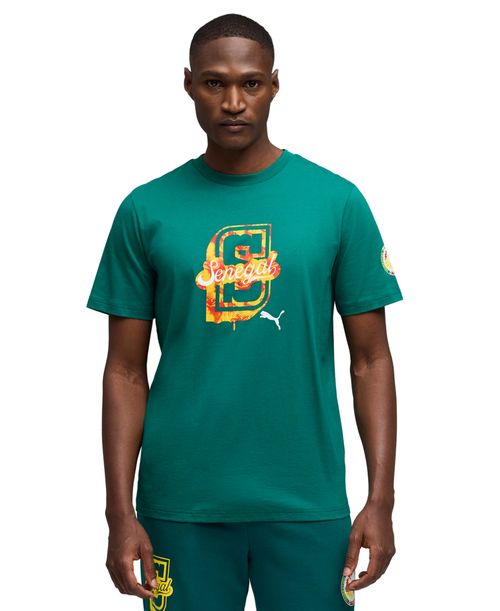 Puma Men's Regular and Big & Tall Senegal Football Culture Short-Sleeve T-Shirt - Wild Green/PelÃ© Yellow